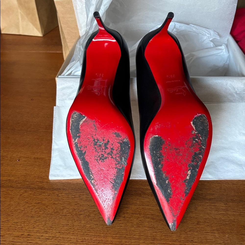 Christian Louboutin Kate 85 mm black leather pumps - Picture 6 of 9